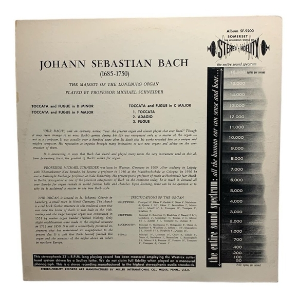 LP Johann Sebastian Bach - The Majesty Of The Luneberg Organ Vinyl Record - Picture 2 of 2
